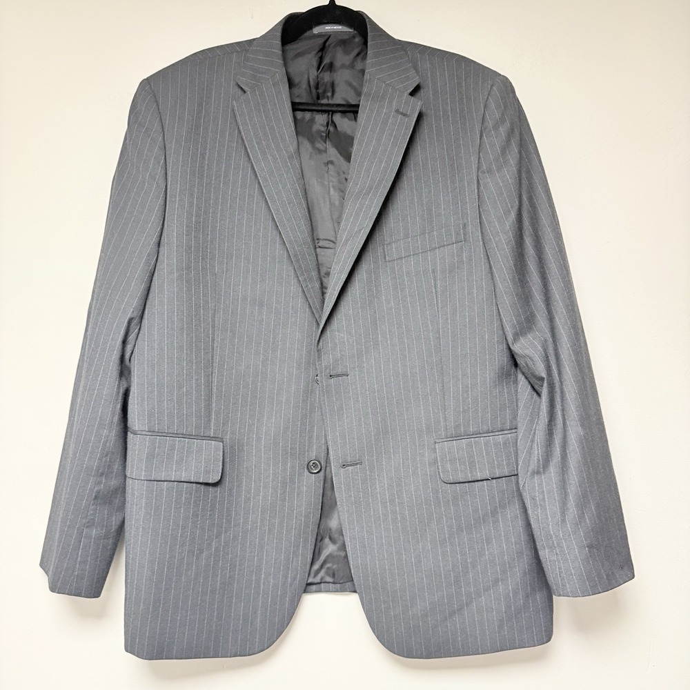 Joseph Abboud Men Gray Pinstripe Wool Suit Sport Coat Blazer Jacket 46‎ REG